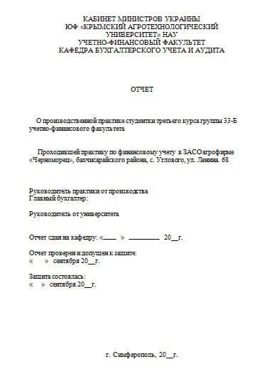 Отчет по практики по бухучету