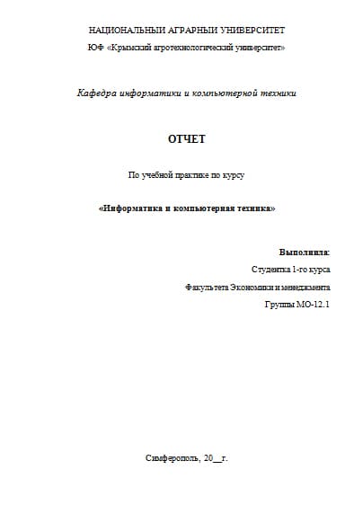 Отчет по учебной практике по информатике