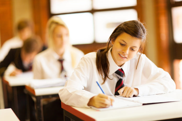 group of high school students in classroom
